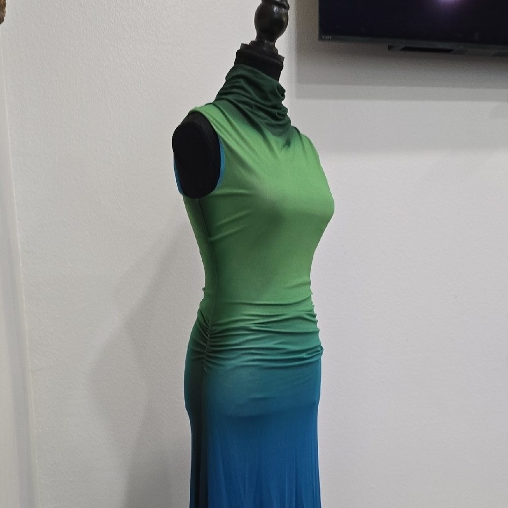 Jonathan Simkhai Aldina Sleeveless Green to Blue Ombre Maxi Dress, XS - Picture 5 of 16
